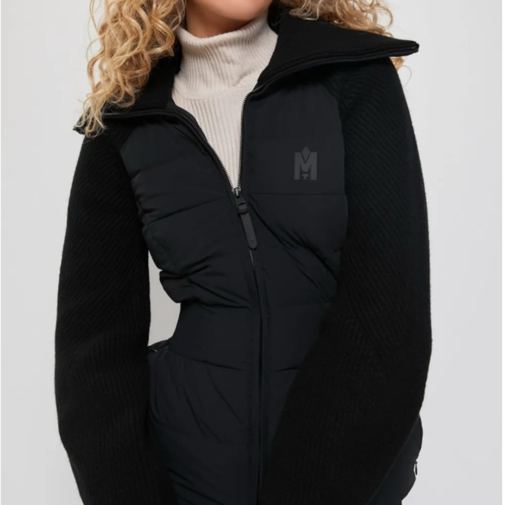 Women's Foxy Black Mixed-Media Puffer Jacket – L – New With Tags”